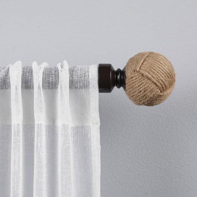 EXCLUSIVE HOME Rope Knot 1" Curtain Rod and Coordinating Finial Set, Matte Bronze, Adjustable 66"-120"