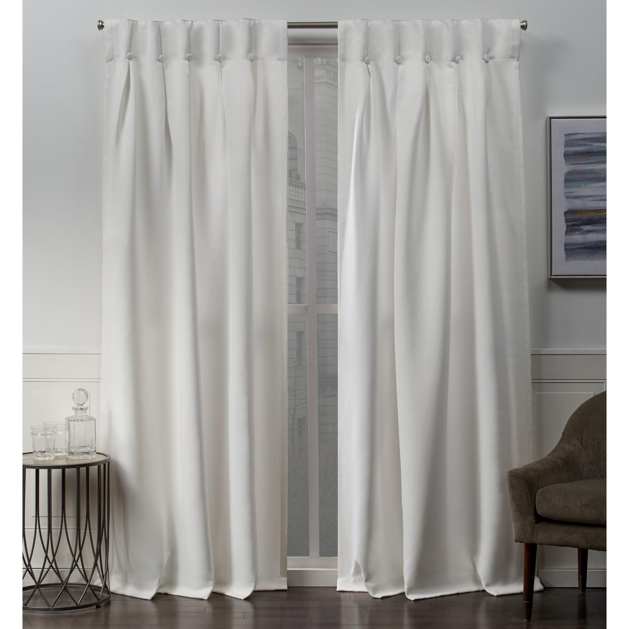 Vanilla Sateen Blackout Button Top Curtain Panel Pair