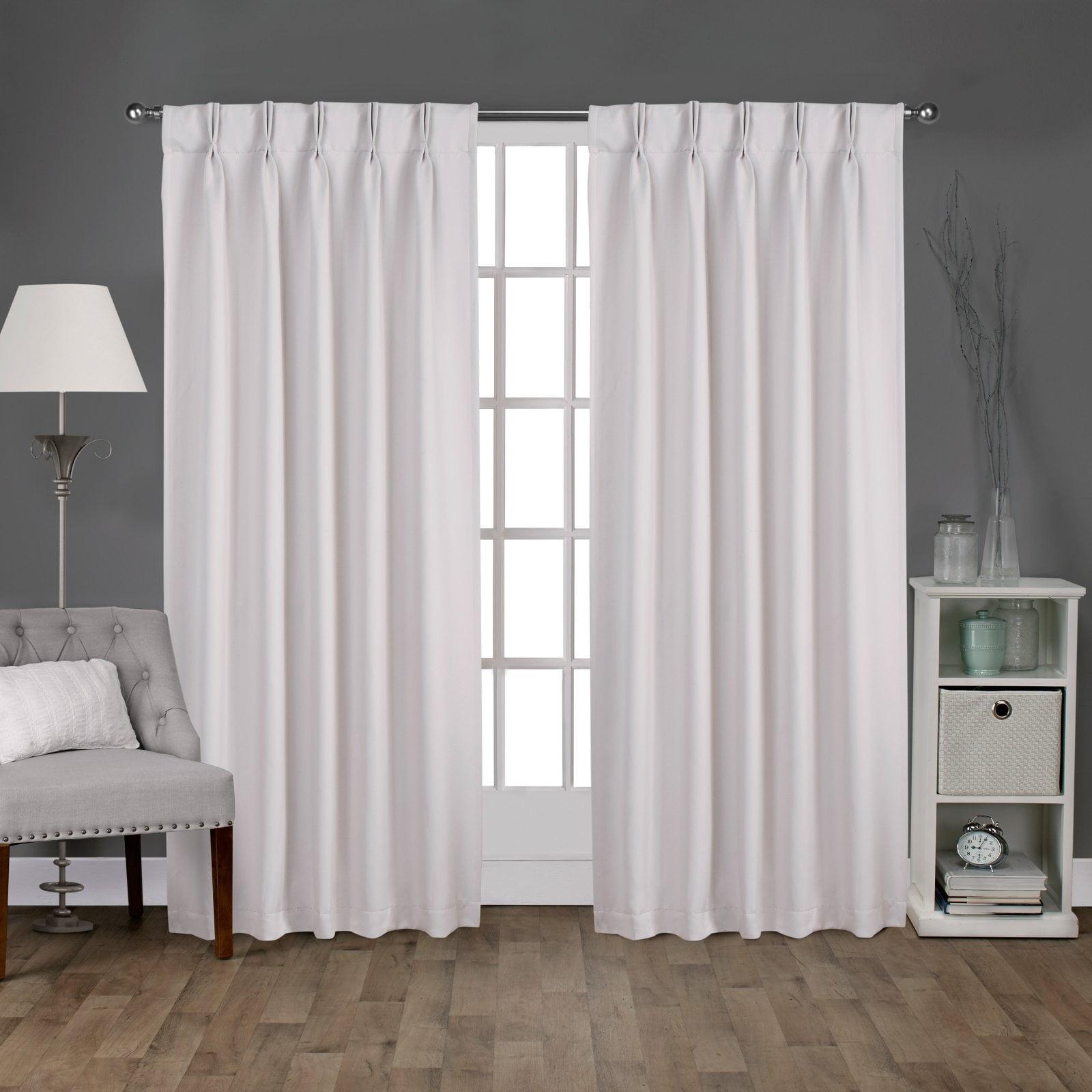 Set of 2 108"x52" Sateen Pinch Pleat Woven Blackout Back Tab Window Curtain Panel Vanilla: Thermal Insulated, Room Darkening - Exclusive Home