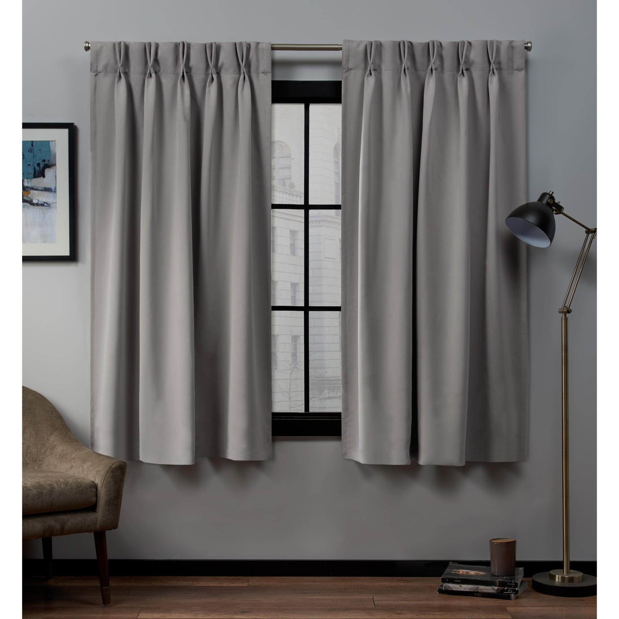 Exclusive Home Sateen Pinch Pleat Woven Blackout Back Tab Window Curtain Panel Pair