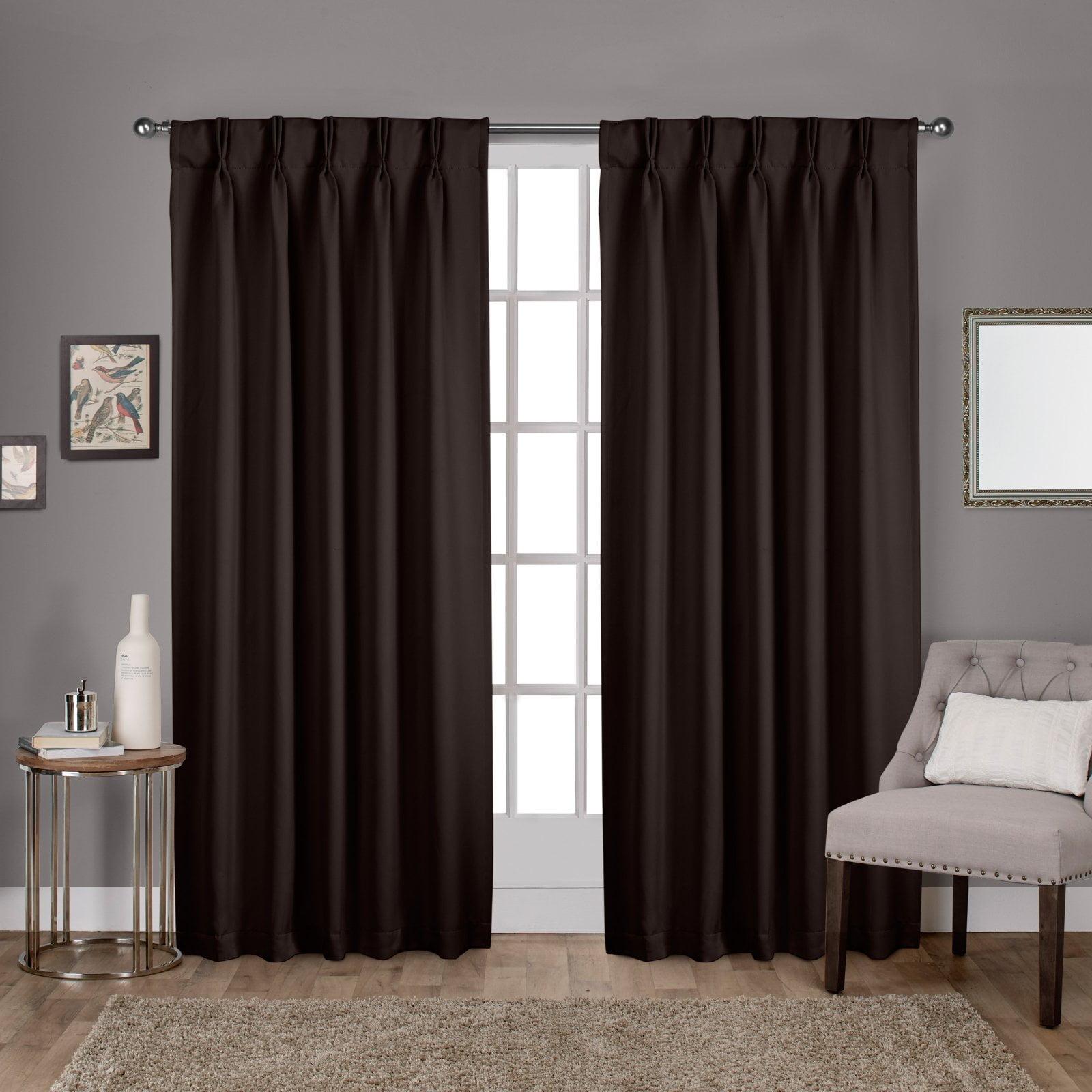 Set of 2 96"x30" Sateen Twill Woven Blackout Pinch Pleat Curtains, Thermal Insulated, Mid-Century Modern - Exclusive Home