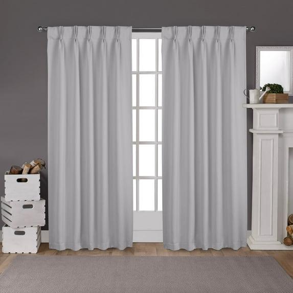 Set of 2 96"x52" Sateen Pinch Pleat Woven Blackout Back Tab Window Curtain Panel Silver - Exclusive Home: Room Darkening Drapes