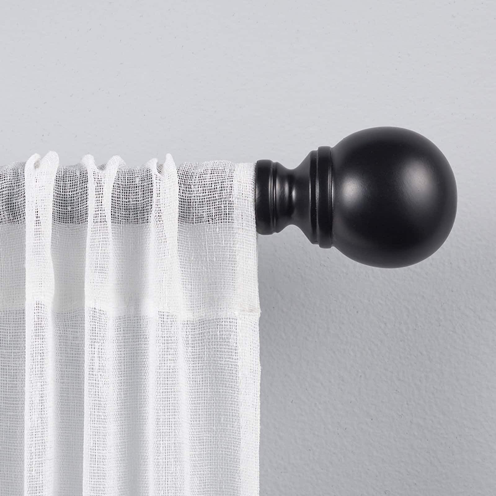 Exclusive Home Sphere 1" Curtain Rod and Finial Set, Matte Black, Adjustable 36"-72"