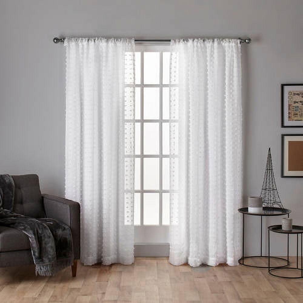 Amalgamated Textiles Exclusive Home Spirit Woven Pouf Applique Sheer Rod Pocket Curtain Panel Pair (Set of 2)
