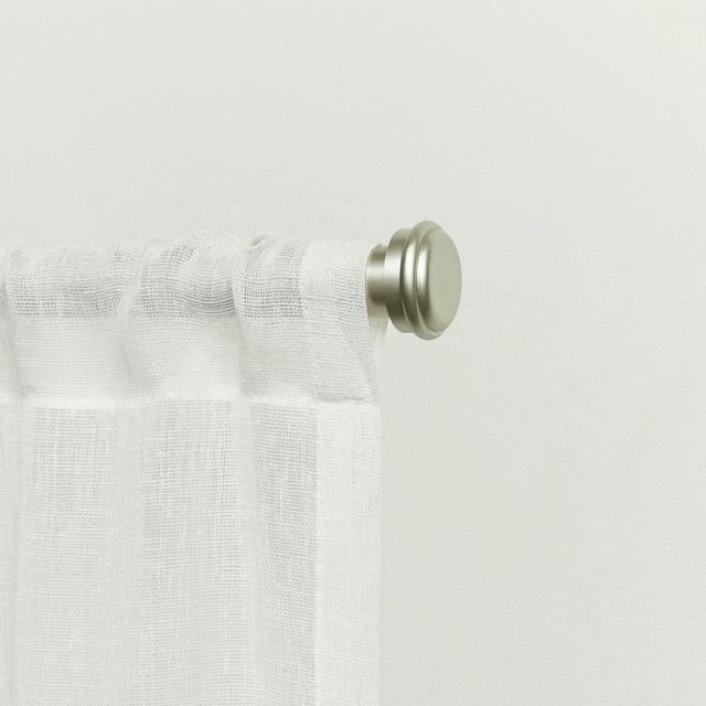 EXCLUSIVE HOME Topper 1" Curtain Rod and Coordinating Finial Set, Matte Silver, Adjustable 36"-72"