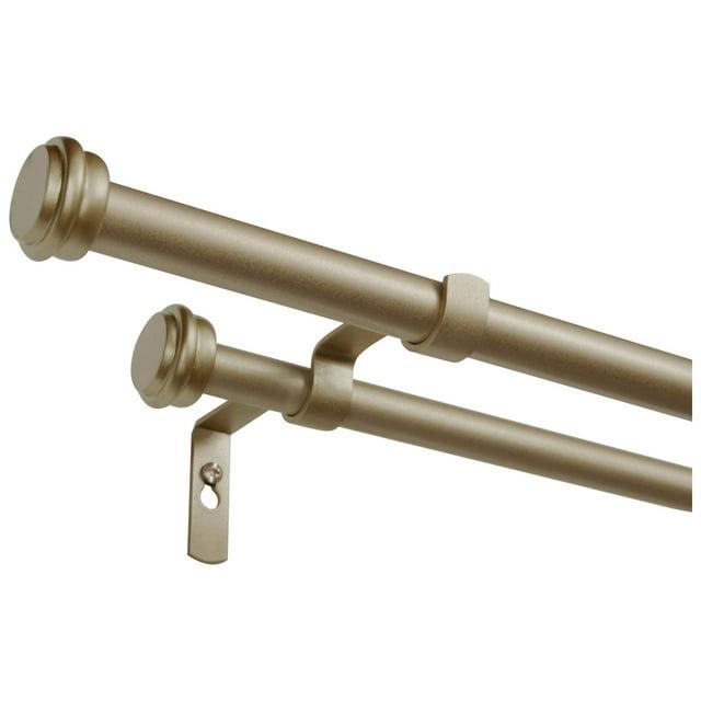EXCLUSIVE HOME Topper Double Curtain Rod and Finial Set, Gold, 36"-72"