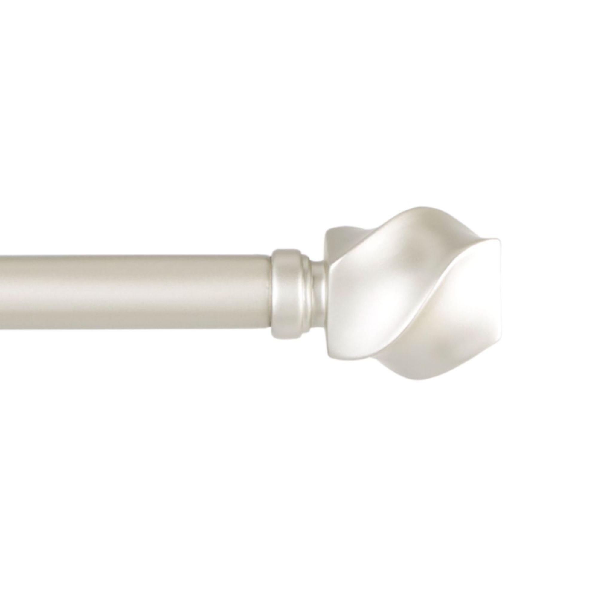 Matte Nickel Twist Curtain Rod with Finial Set, Adjustable 66"-120"