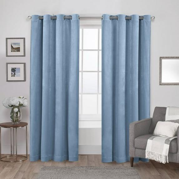 Amalgamated Textiles Exclusive Home Velvet Heavyweight Light Filtering Grommet Top Curtain Panel Pair