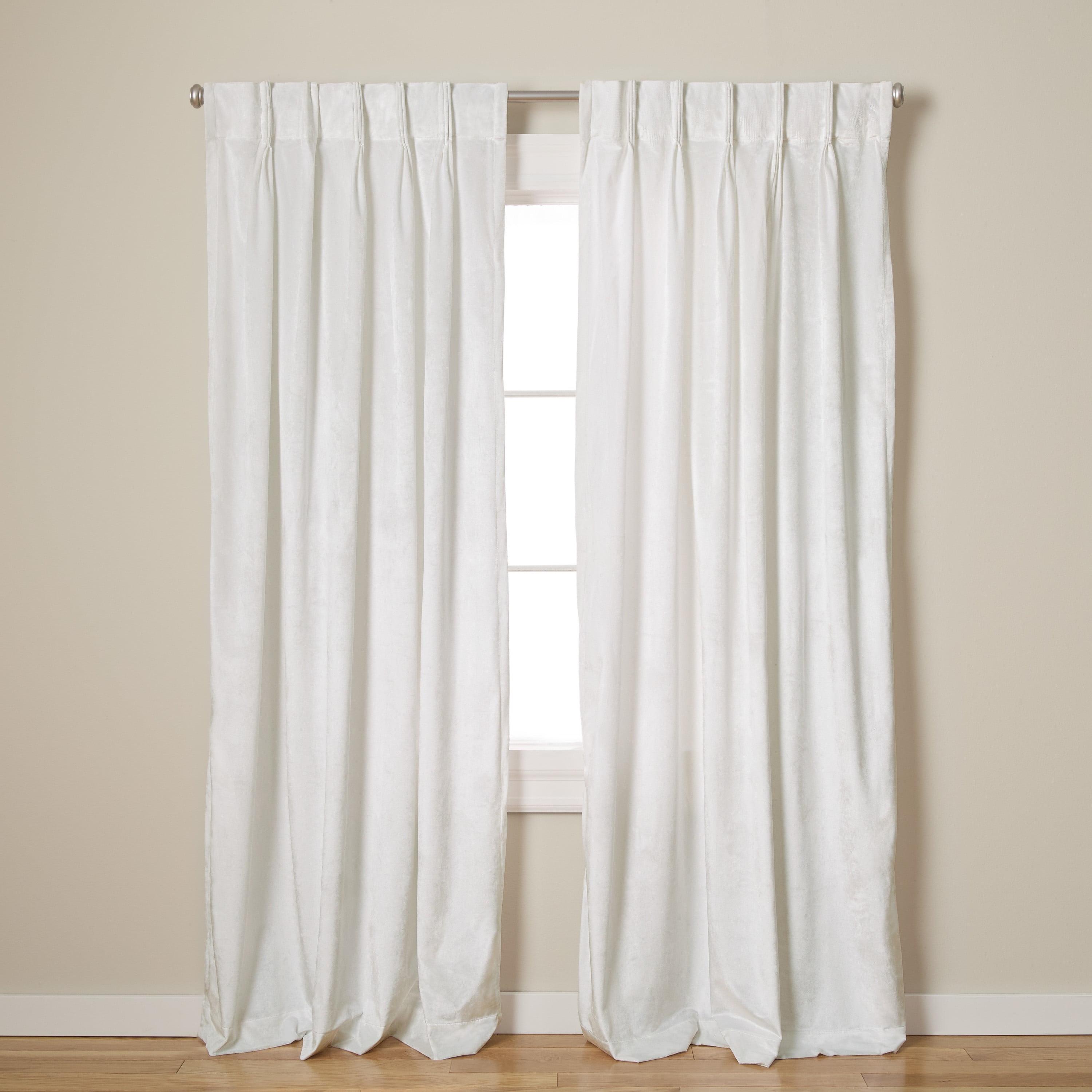 Set of 2 (96"x54") Velvet Back Tab Light Filtering Window Curtain Panels White - Exclusive Home: Polyester, Plain Weave