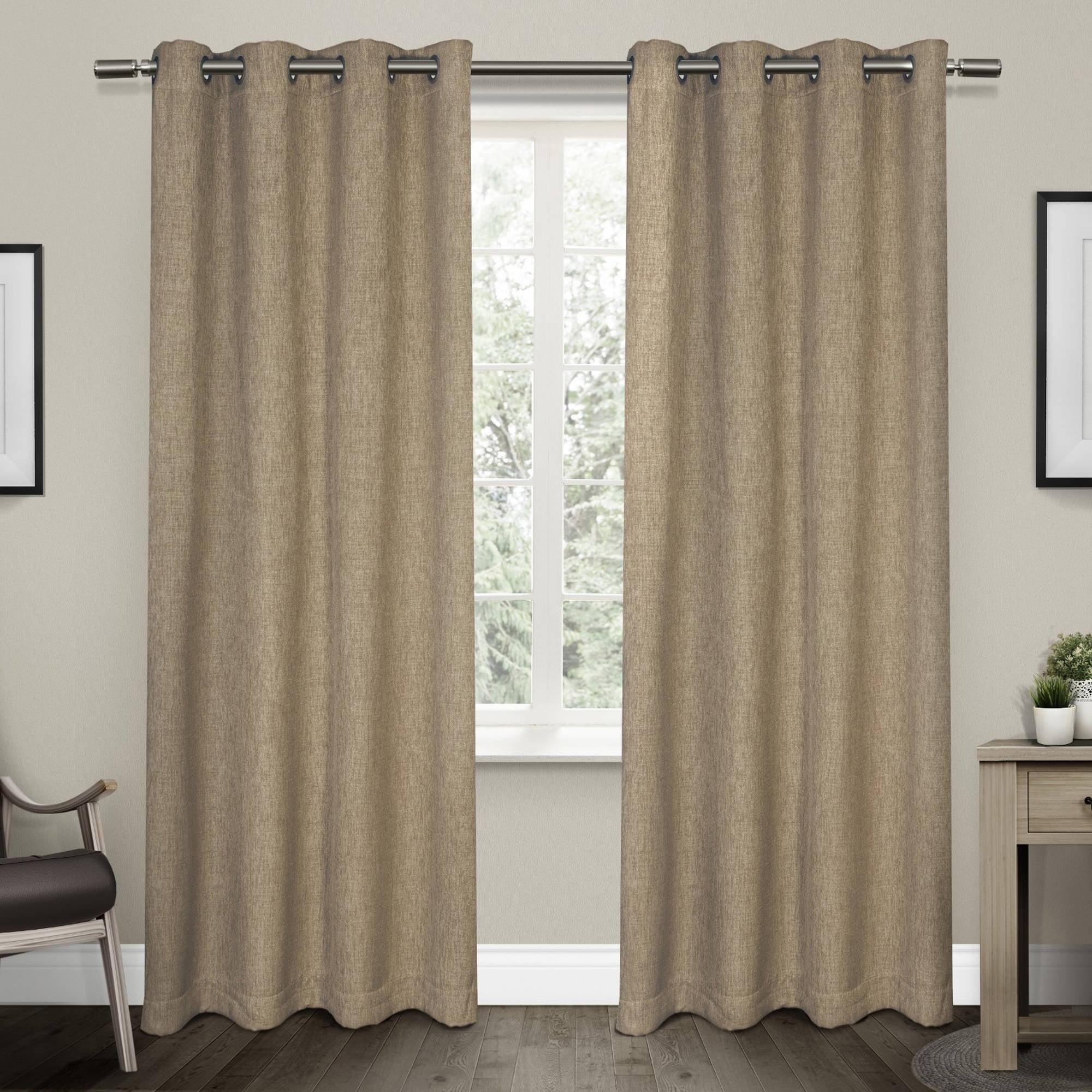 Natural Linen Look Blackout Grommet Window Curtain Panels