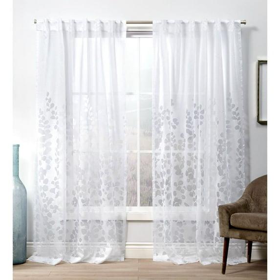 Exclusive Home Wilshire Burnout Sheer Hidden Tab Top Curtain Panel Pair, 54"x108", Winter White