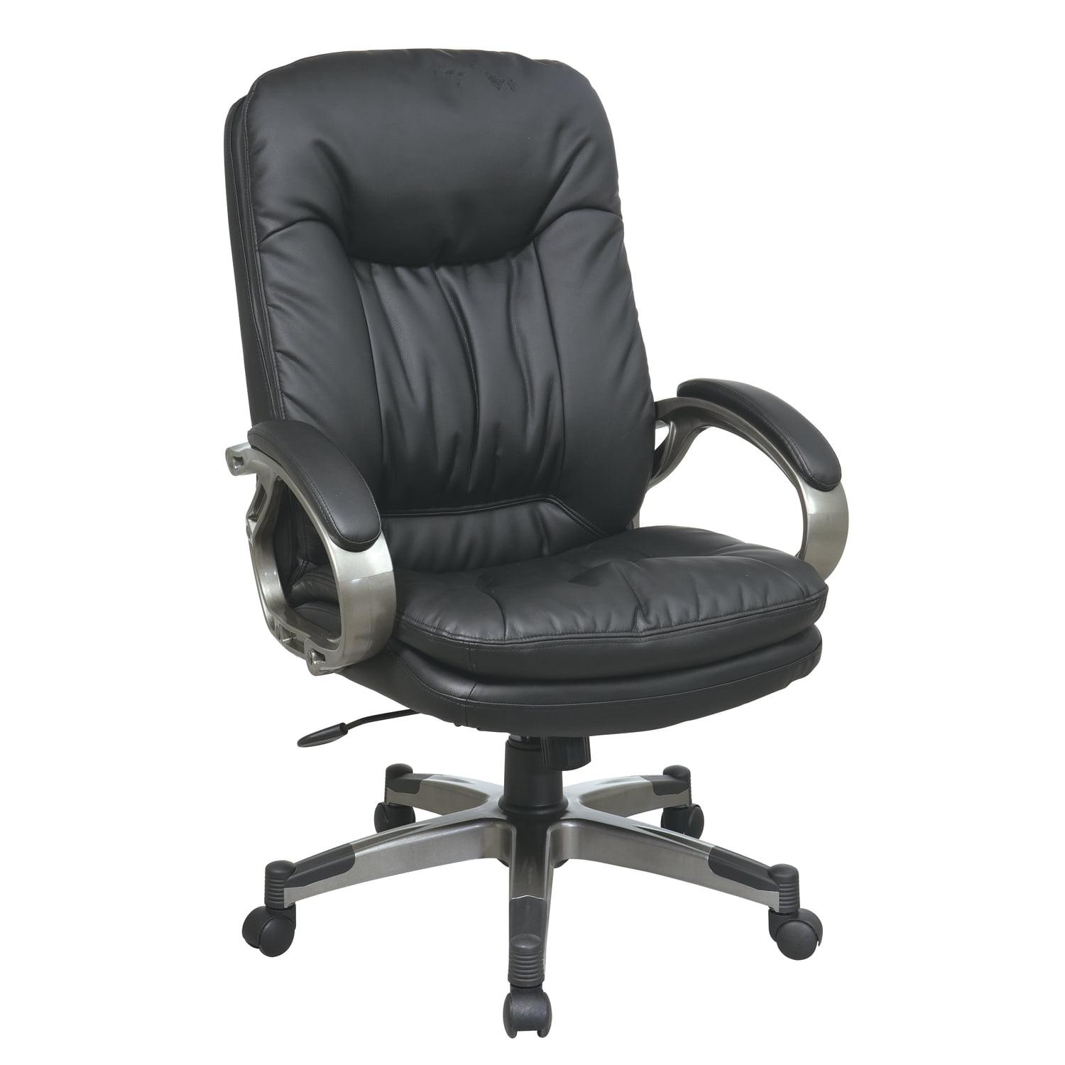 Titanium-Coated Executive Black Leather High-Back Swivel Chair