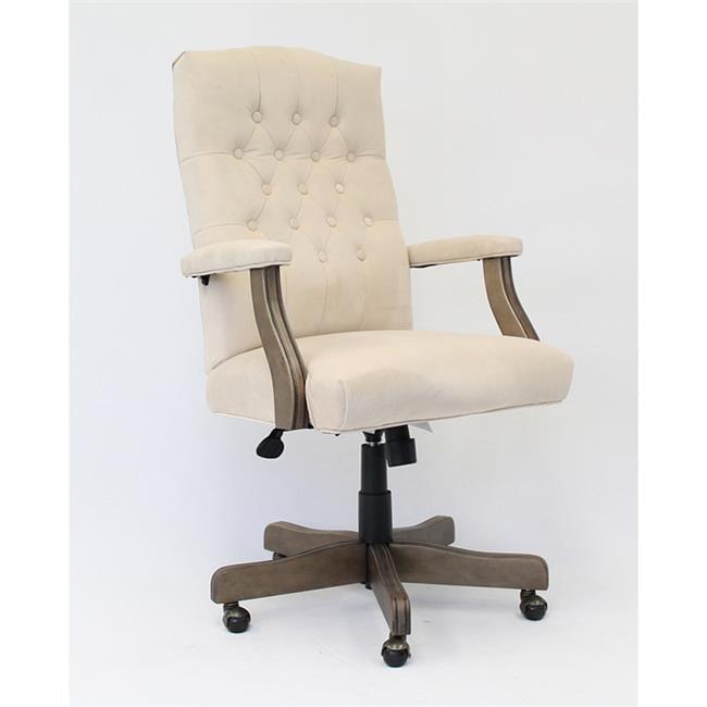 Traditional Executive Chair Beige: Swivel, Adjustable, Tufted - Boss Office Products