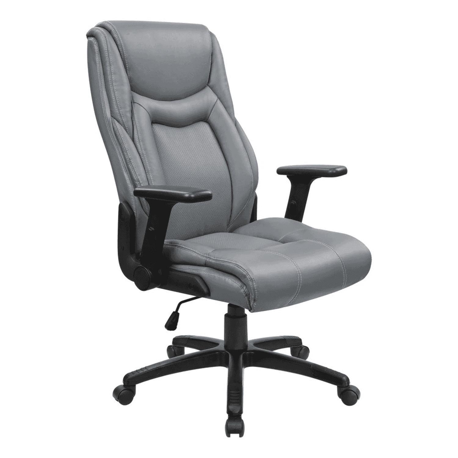 Charcoal High-Back Executive Leather Swivel Chair with Adjustable Arms