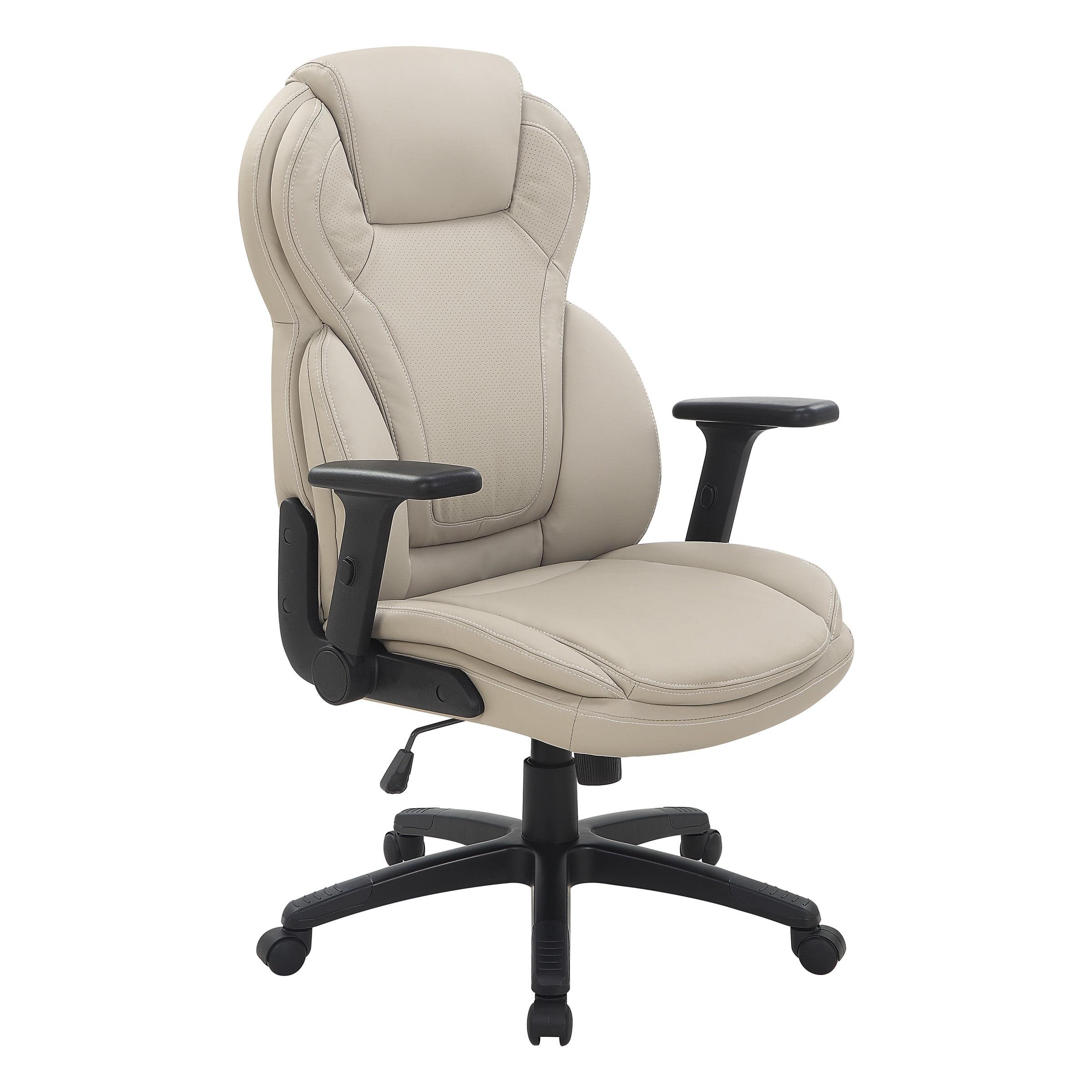 Taupe High Back Executive Leather Office Chair with Adjustable Arms