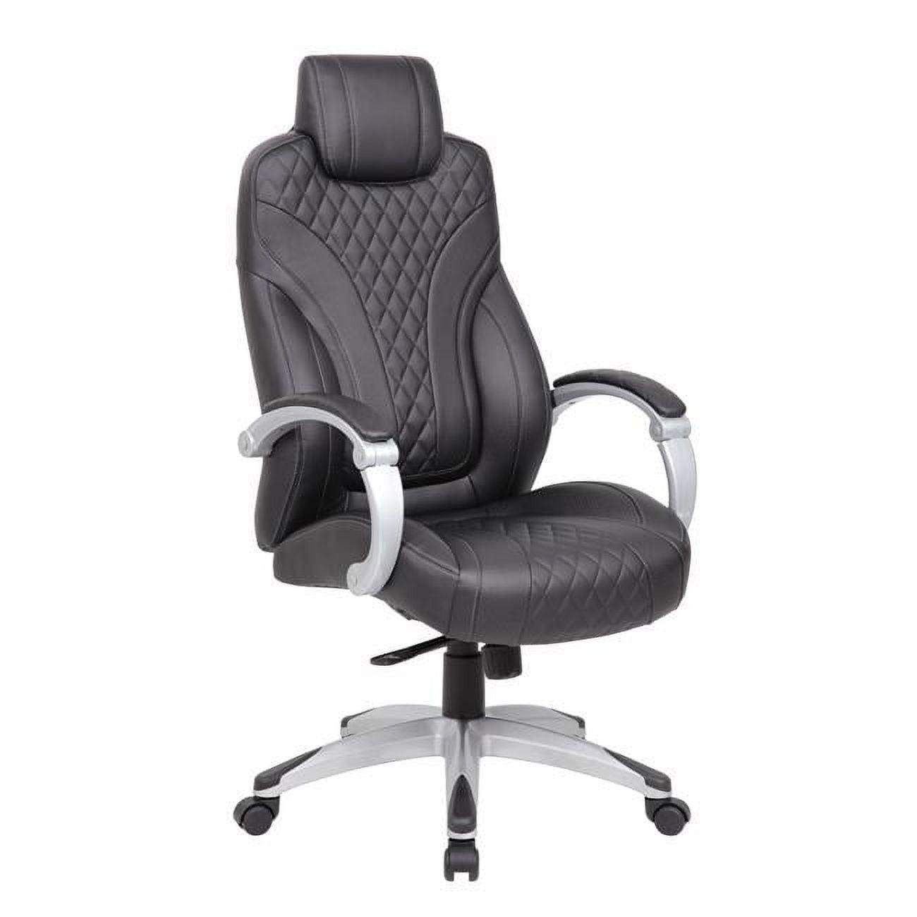 ErgoExecutive High-Back Swivel Chair in Black and Gray Leather