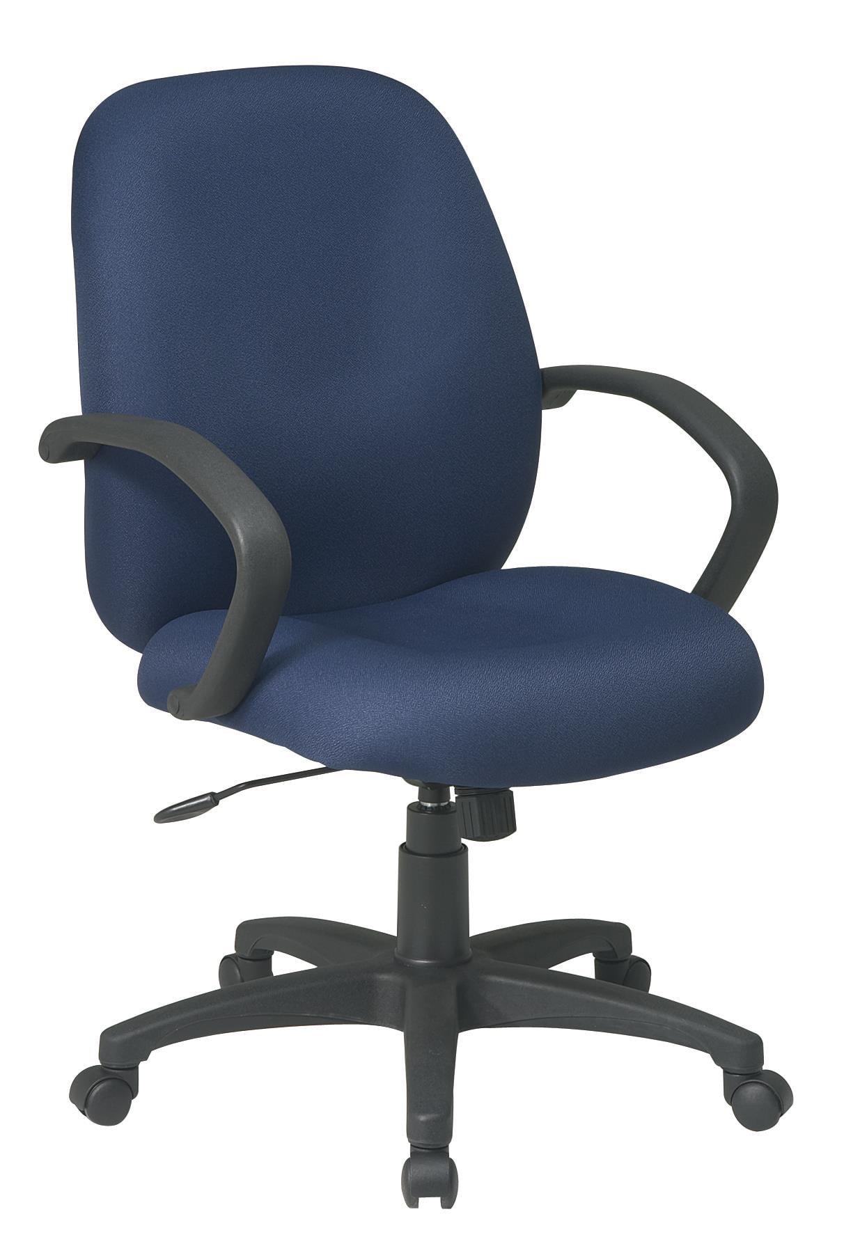 Executive Mid Back Manager's Chair with Blue Fabric Thick Padded Contour Seat