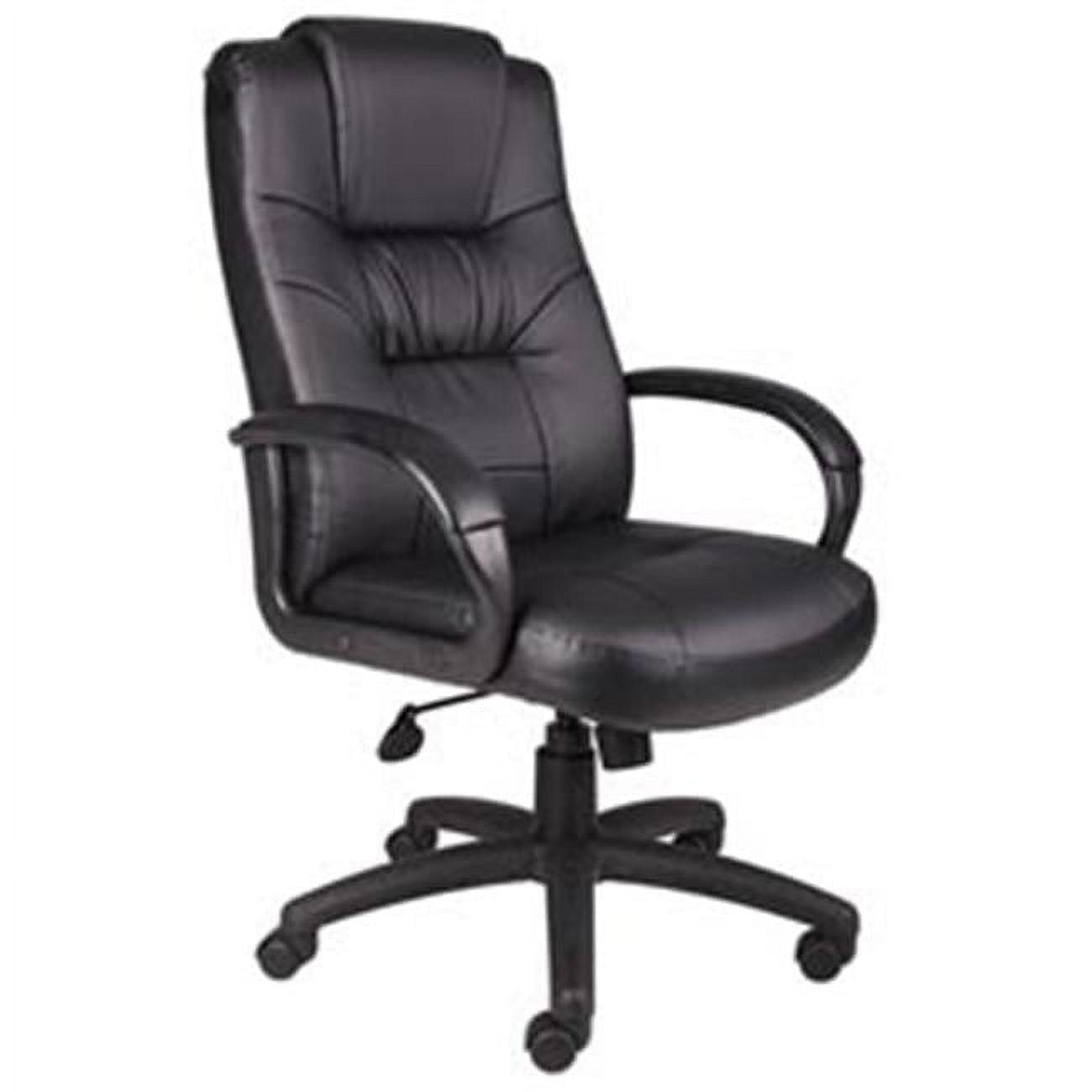 Executive Office Chair with Arms - Leather - High Back, Black
