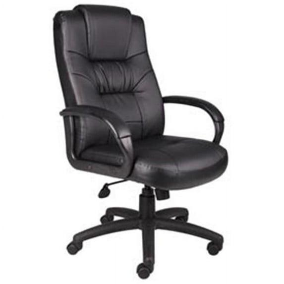 Executive Office Chair with Arms - Leather - High Back, Black