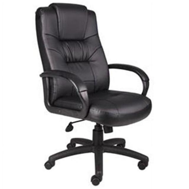 Executive Office Chair with Arms - Leather - High Back, Black
