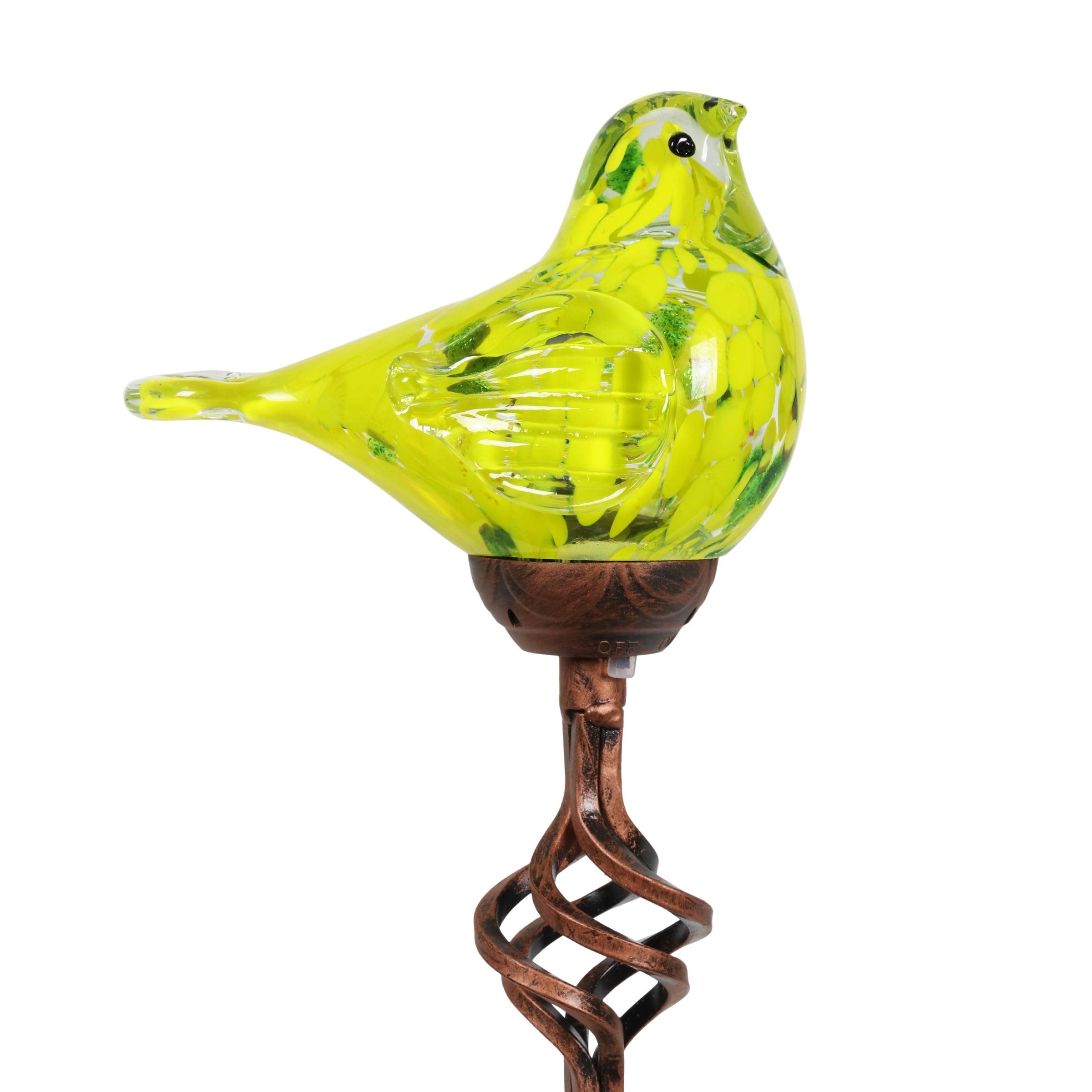 Exhart Solar Pearlized Hand Blown Glass Bird Garden Stake, 6 by 31 Inches