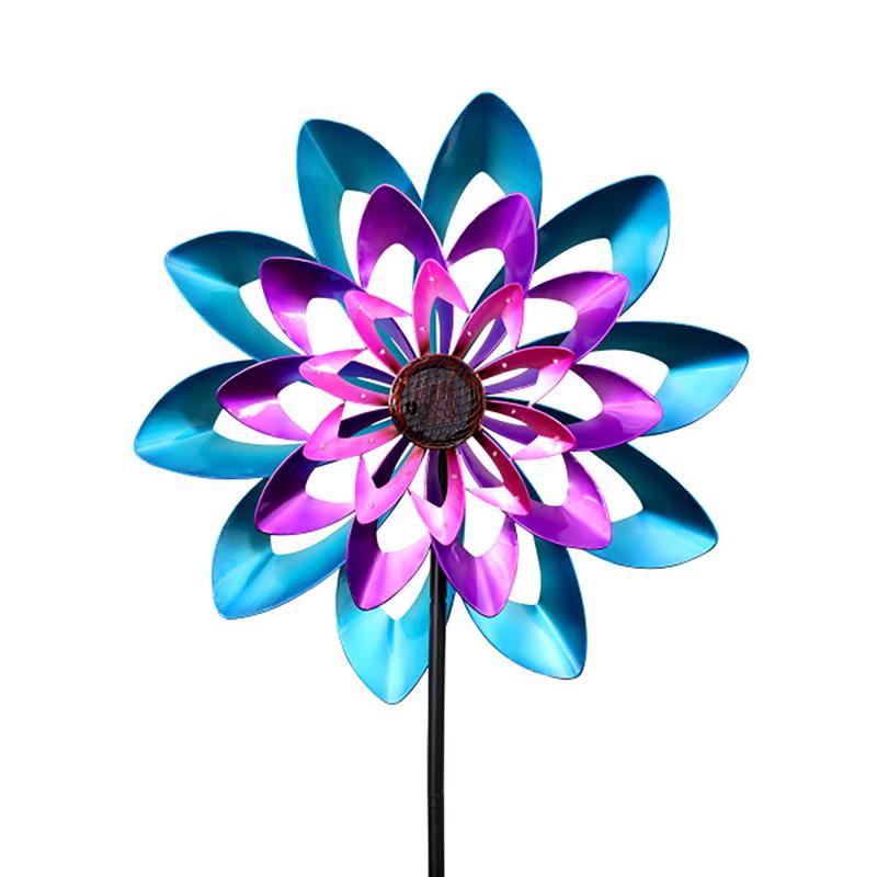 Exhart Multicolored Metal 26 in. Solar Pinwheel Garden Stake Spinner