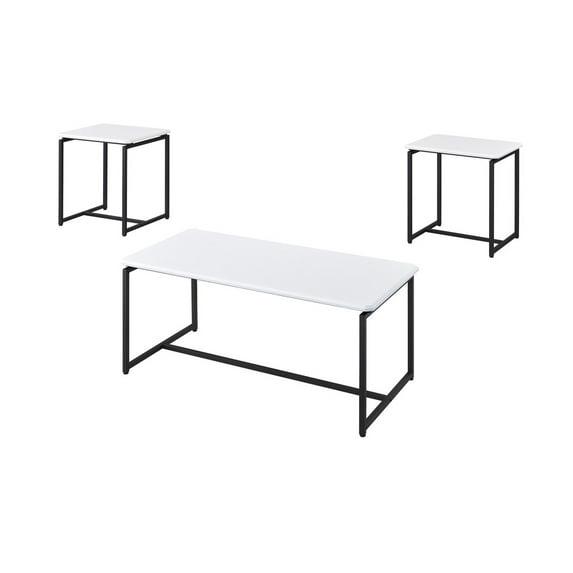 HOMLUX 3 PCS Coffee Table Set Sofa Side Table with 2 Square End Table,White
