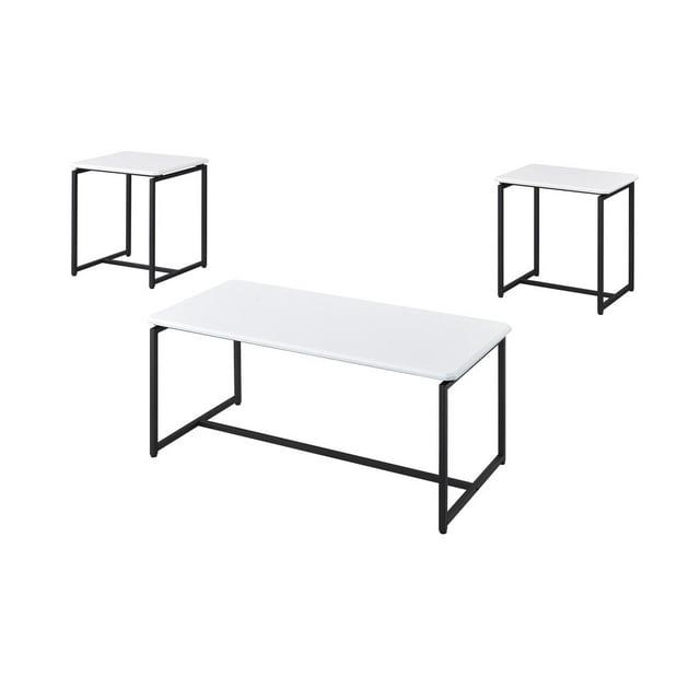 HOMLUX 3 PCS Coffee Table Set Sofa Side Table with 2 Square End Table,White