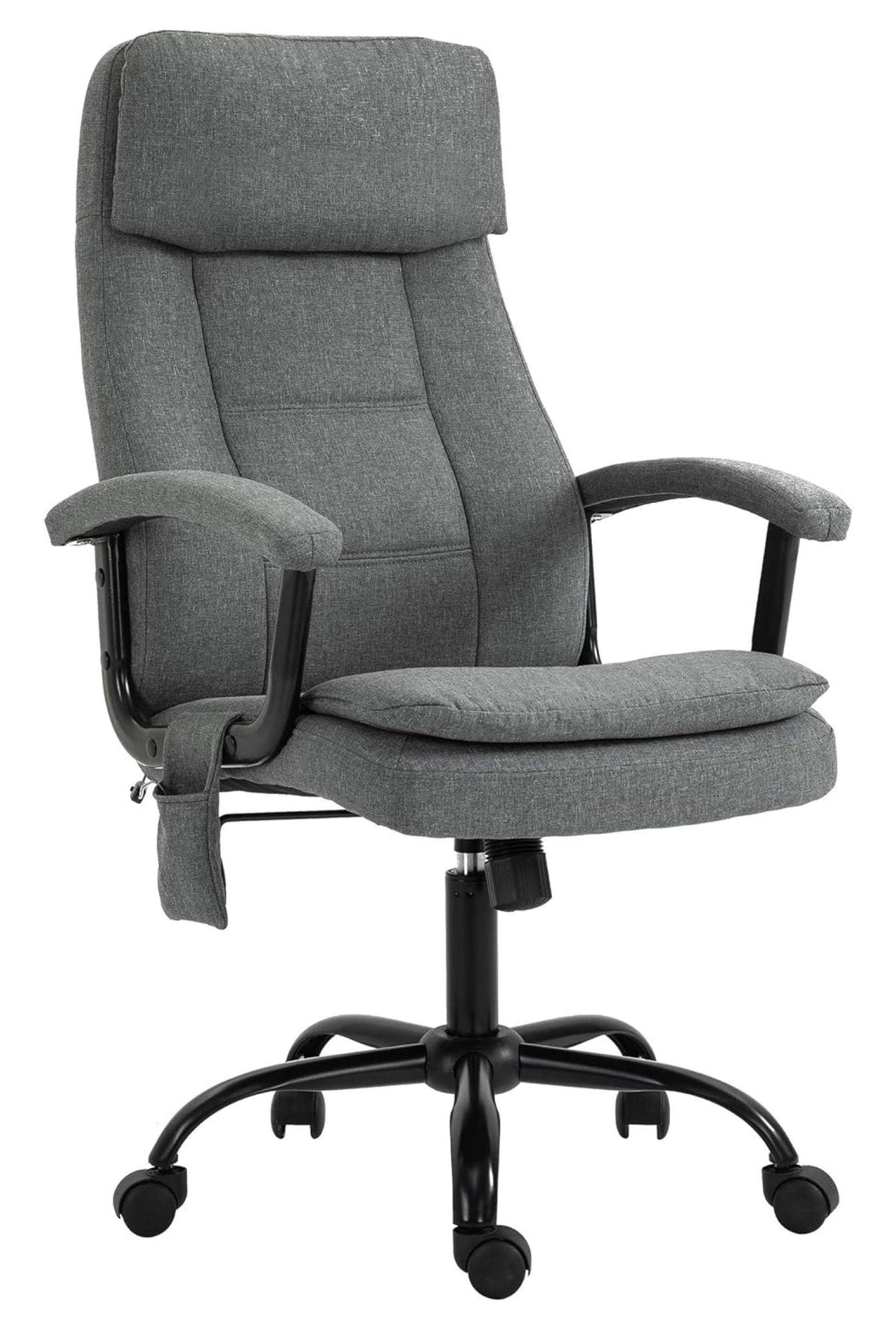 Gray Executive Swivel Office Chair with Fixed Arms