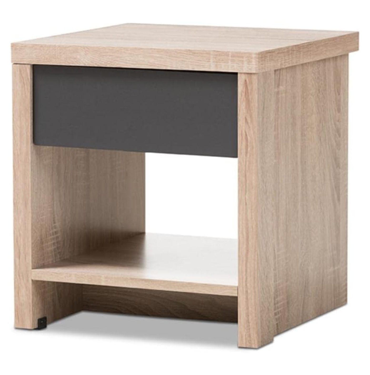 Jamie Two-Tone Oak and Gray Wood 1-Drawer Nightstand