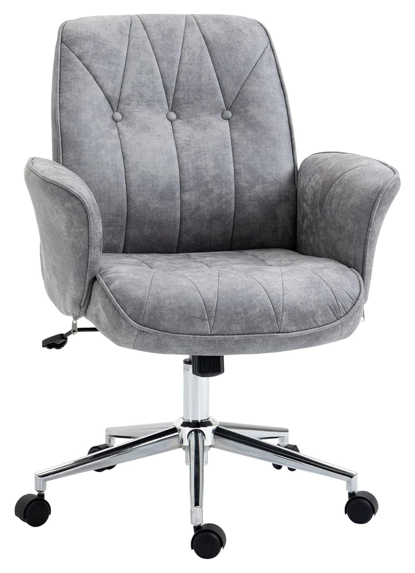 Gray Microfiber Adjustable Office Chair with Swivel Wheels