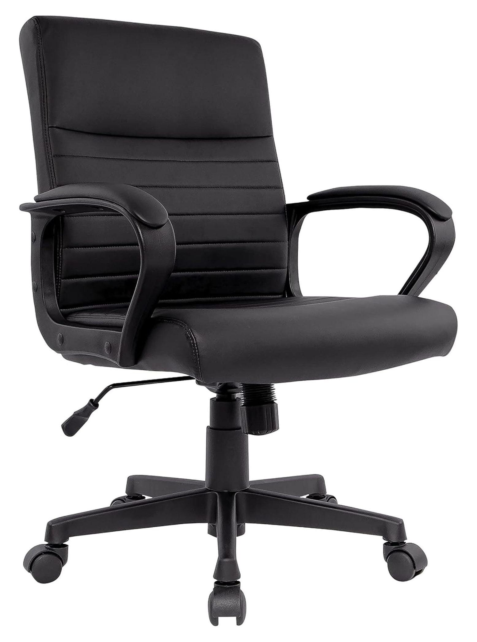 24396771 Leather Mid-Back Manager Chair, Black
