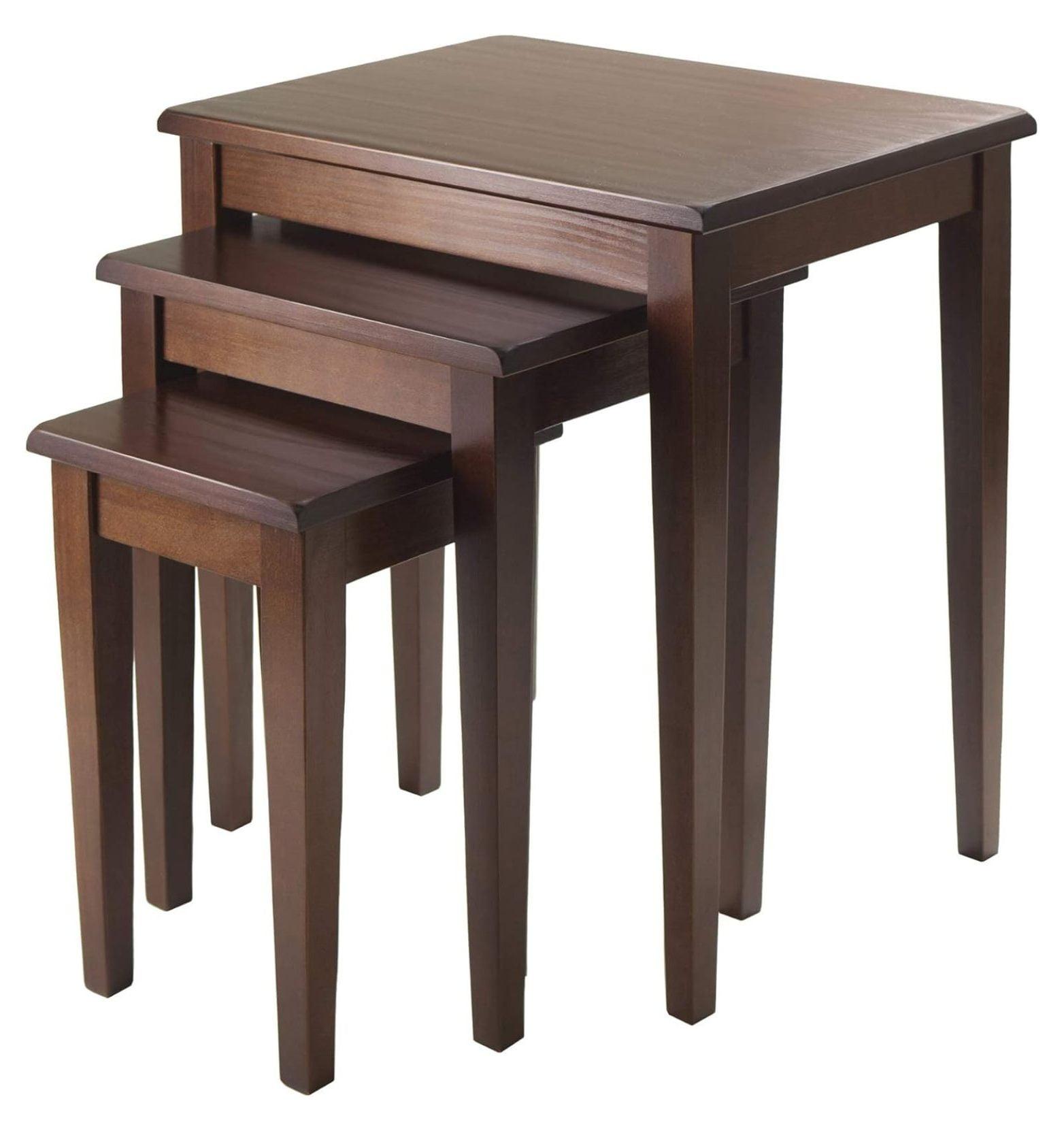 Walnut Wood 3-Piece Rectangular Nesting Tables