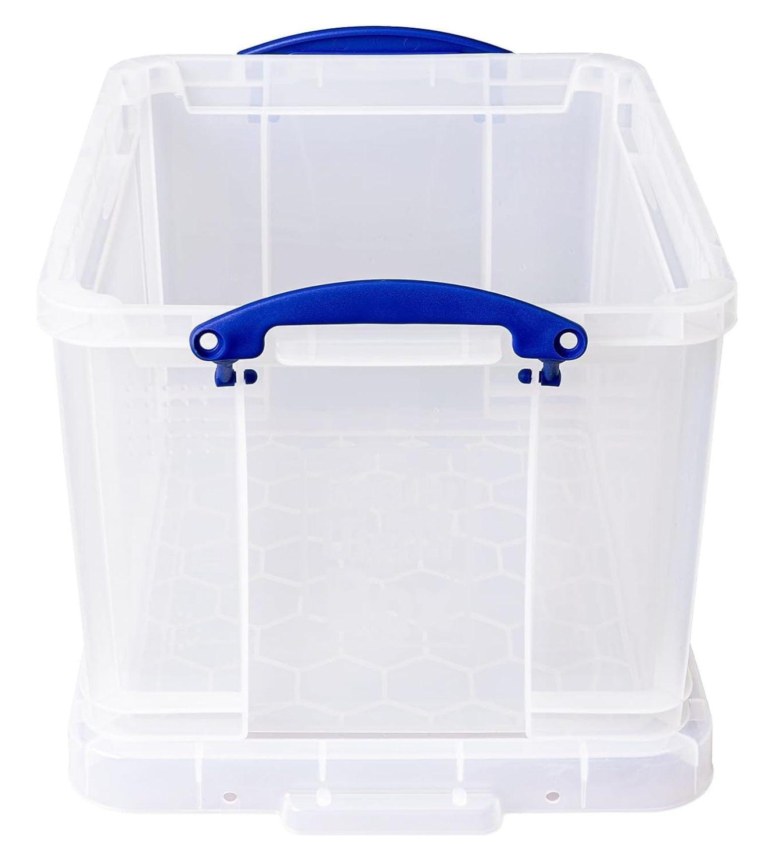 Clear 32-Liter Stackable Plastic Storage Box with Lid