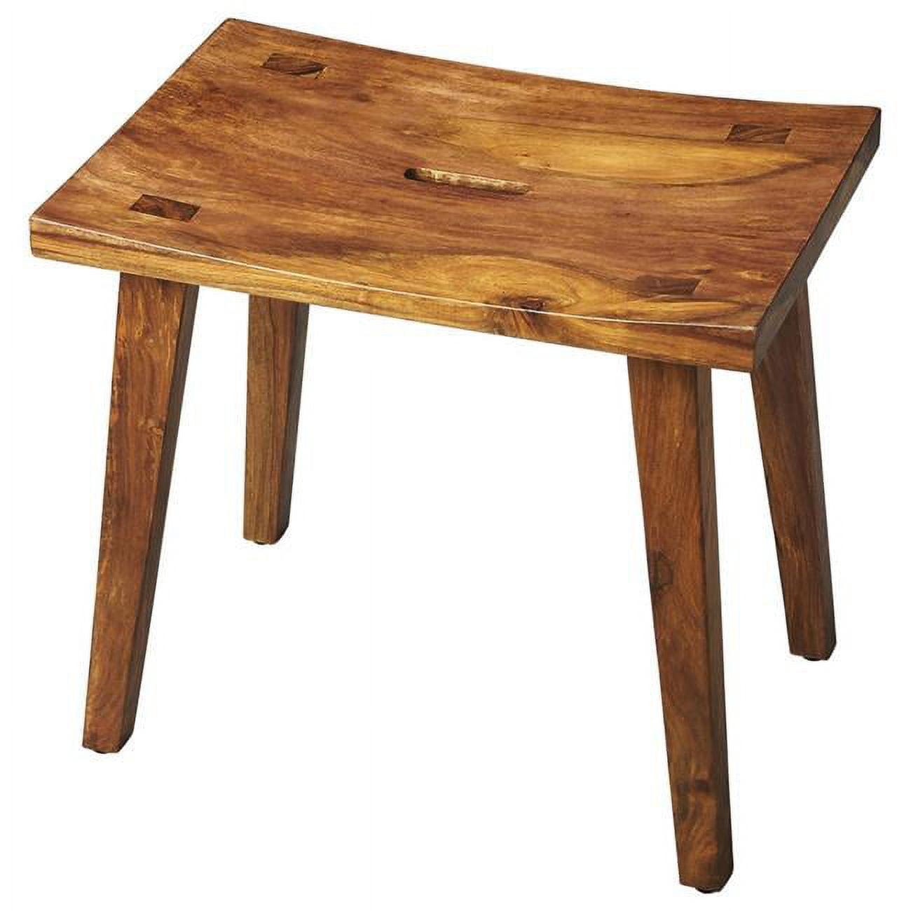 Elegant Light Brown Acacia Wood Rectangular Stool