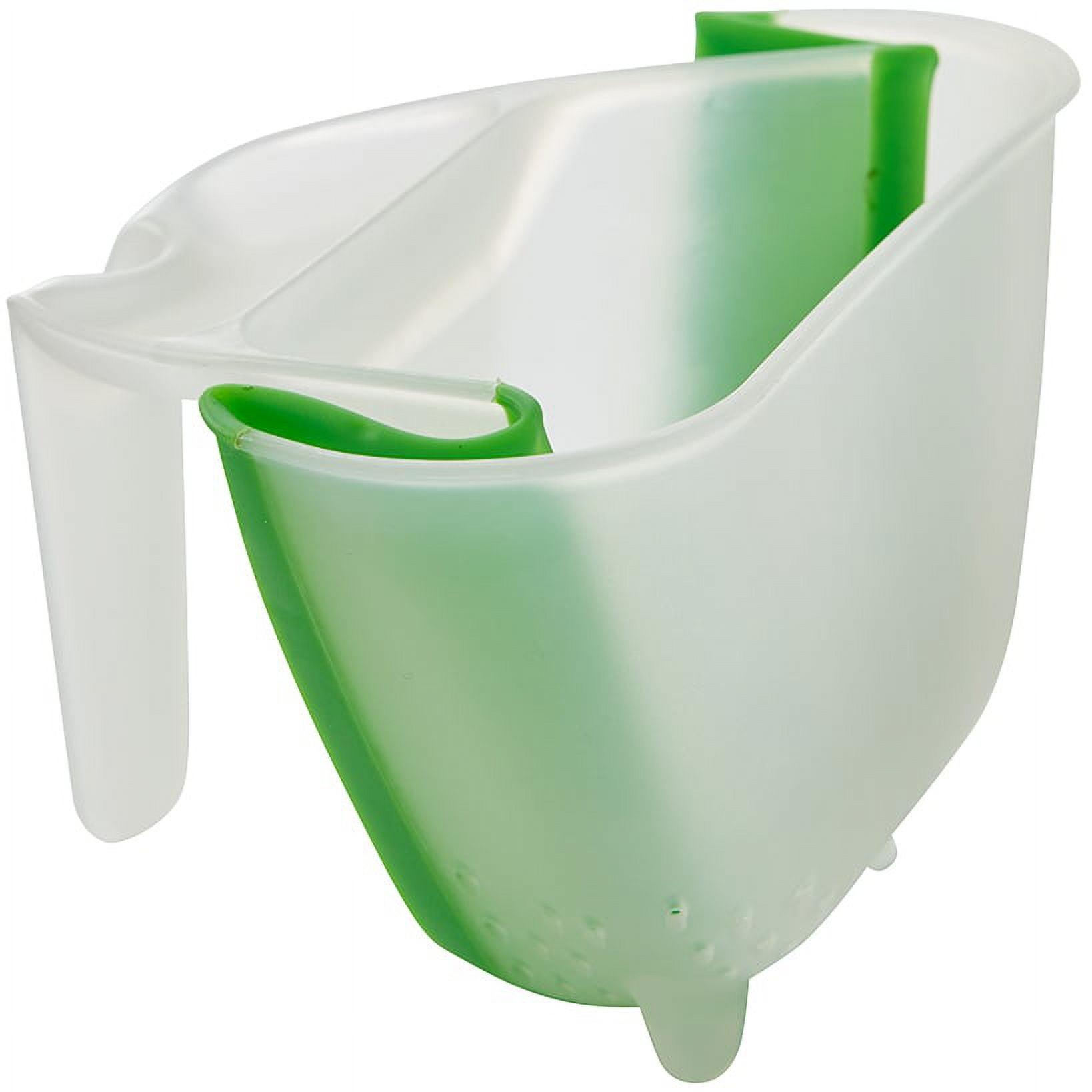 Expandable Green and White Polypropylene Colander with Handle