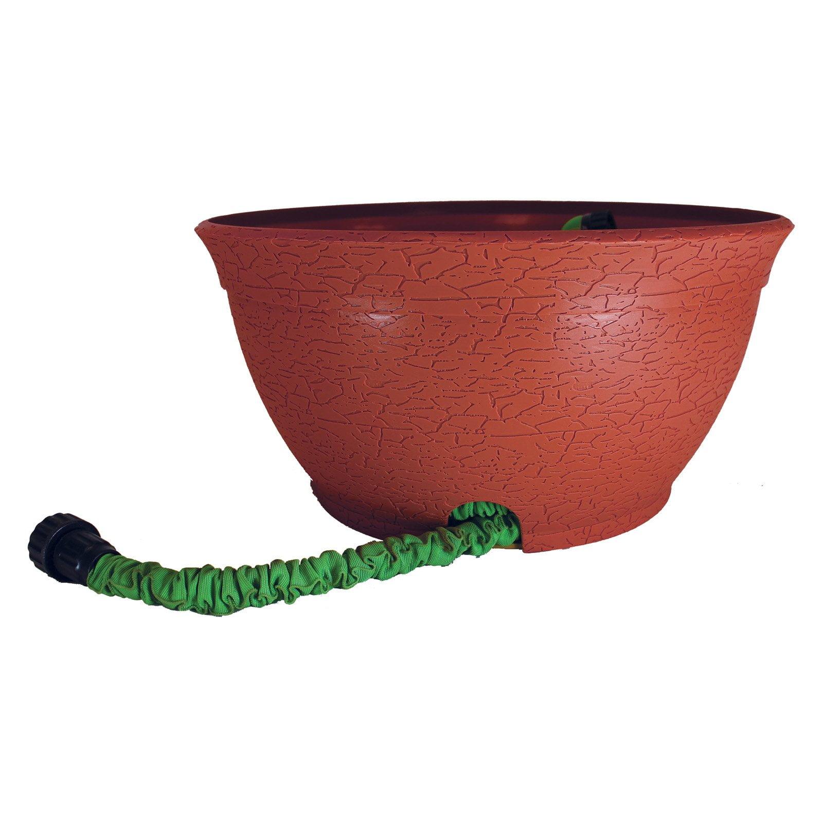 Expandable Hose Hider, Hose Storage Pot, Rustic Terracotta