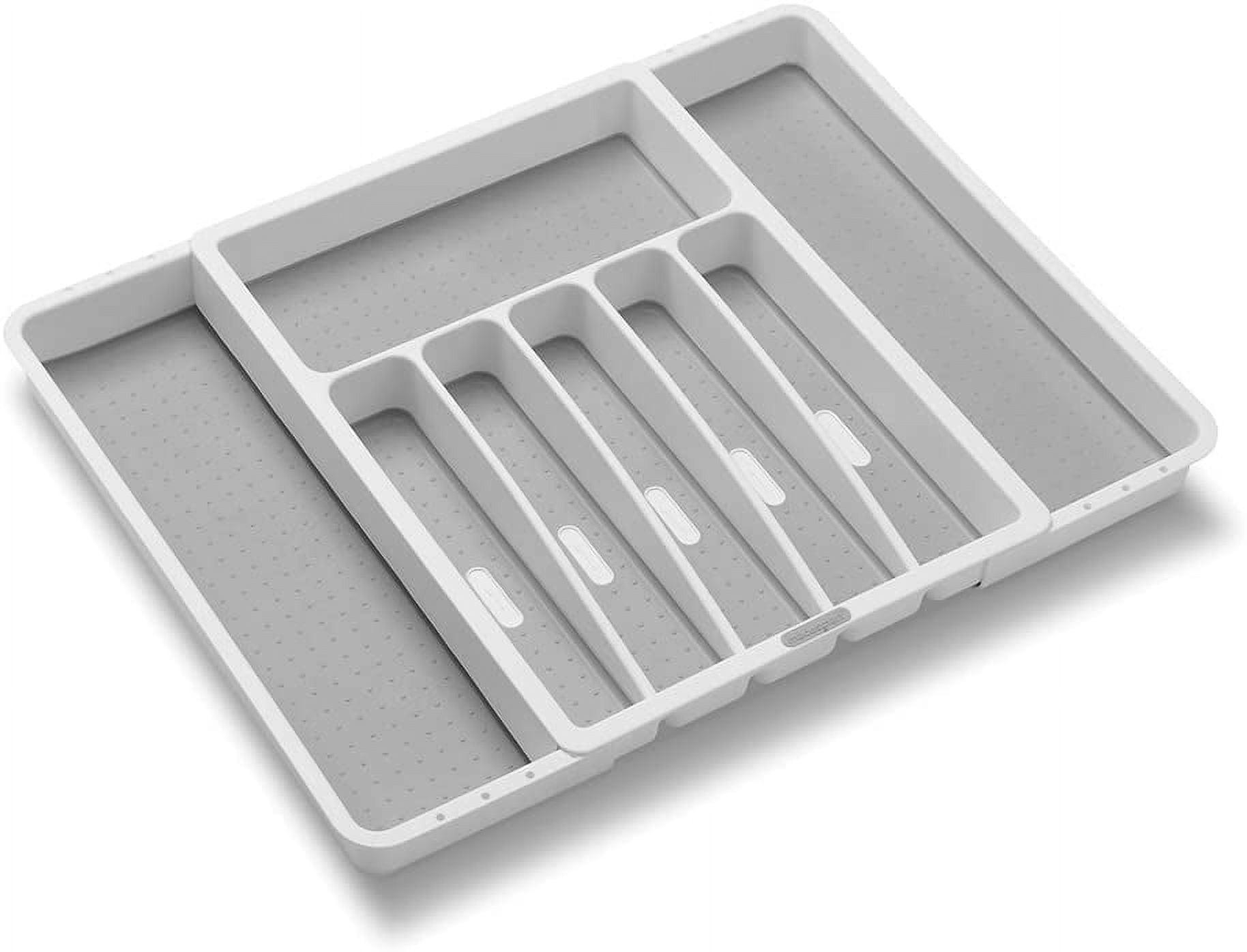 White Adjustable Plastic Silverware Tray with 8 Compartments