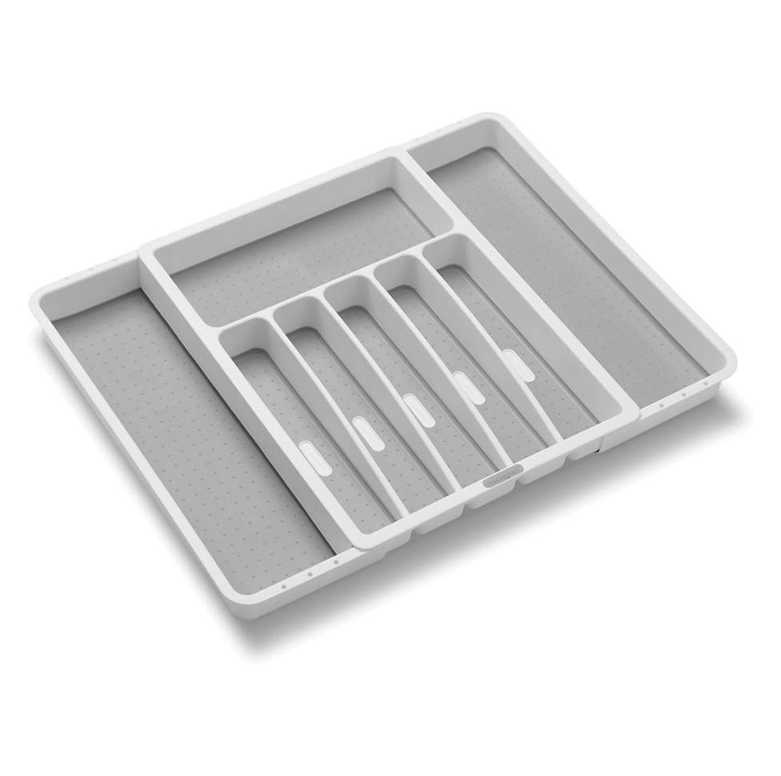 White Adjustable Plastic Silverware Tray with 8 Compartments