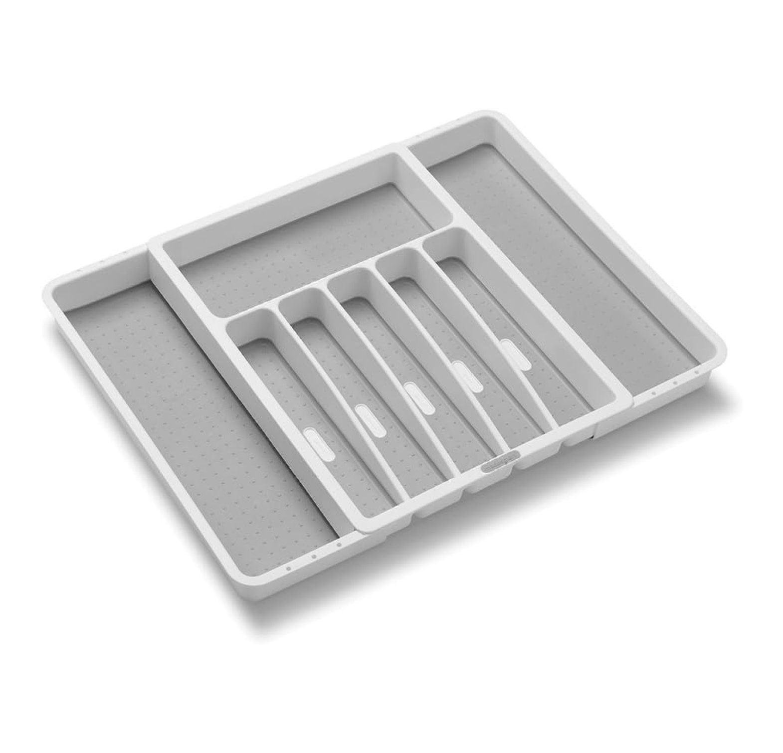 White Adjustable Plastic Silverware Tray with 8 Compartments