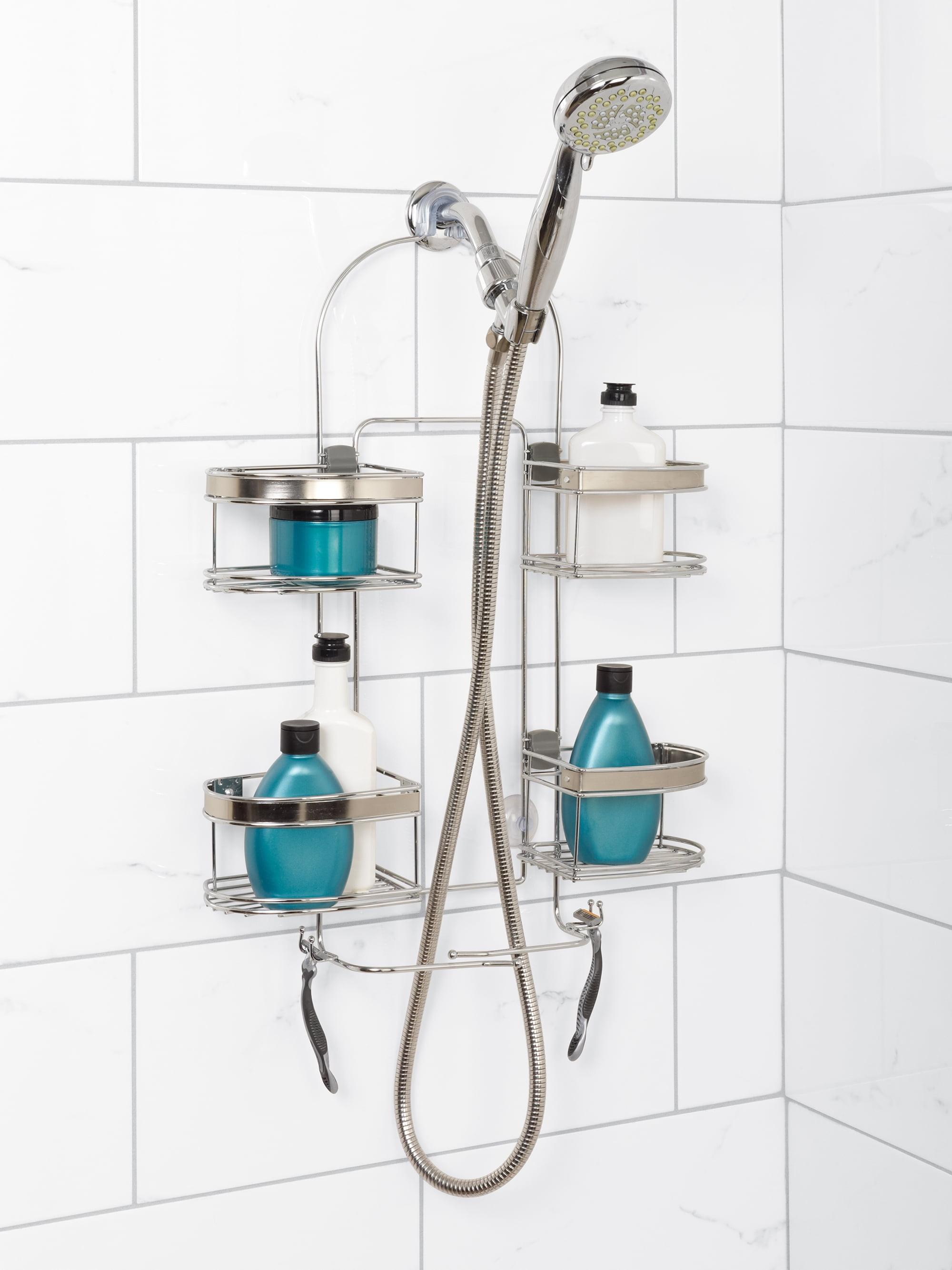 zenna home 7546nsp, expandable over-the-showerhead caddy, chrome