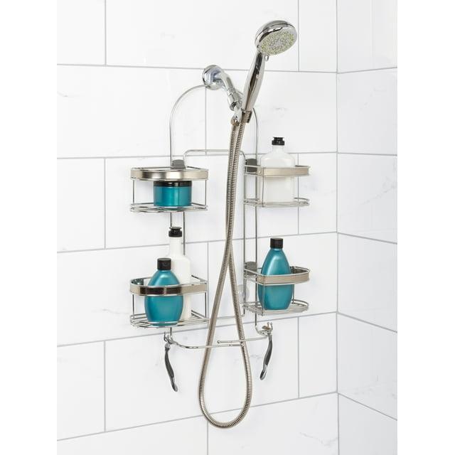 zenna home 7546nsp, expandable over-the-showerhead caddy, chrome