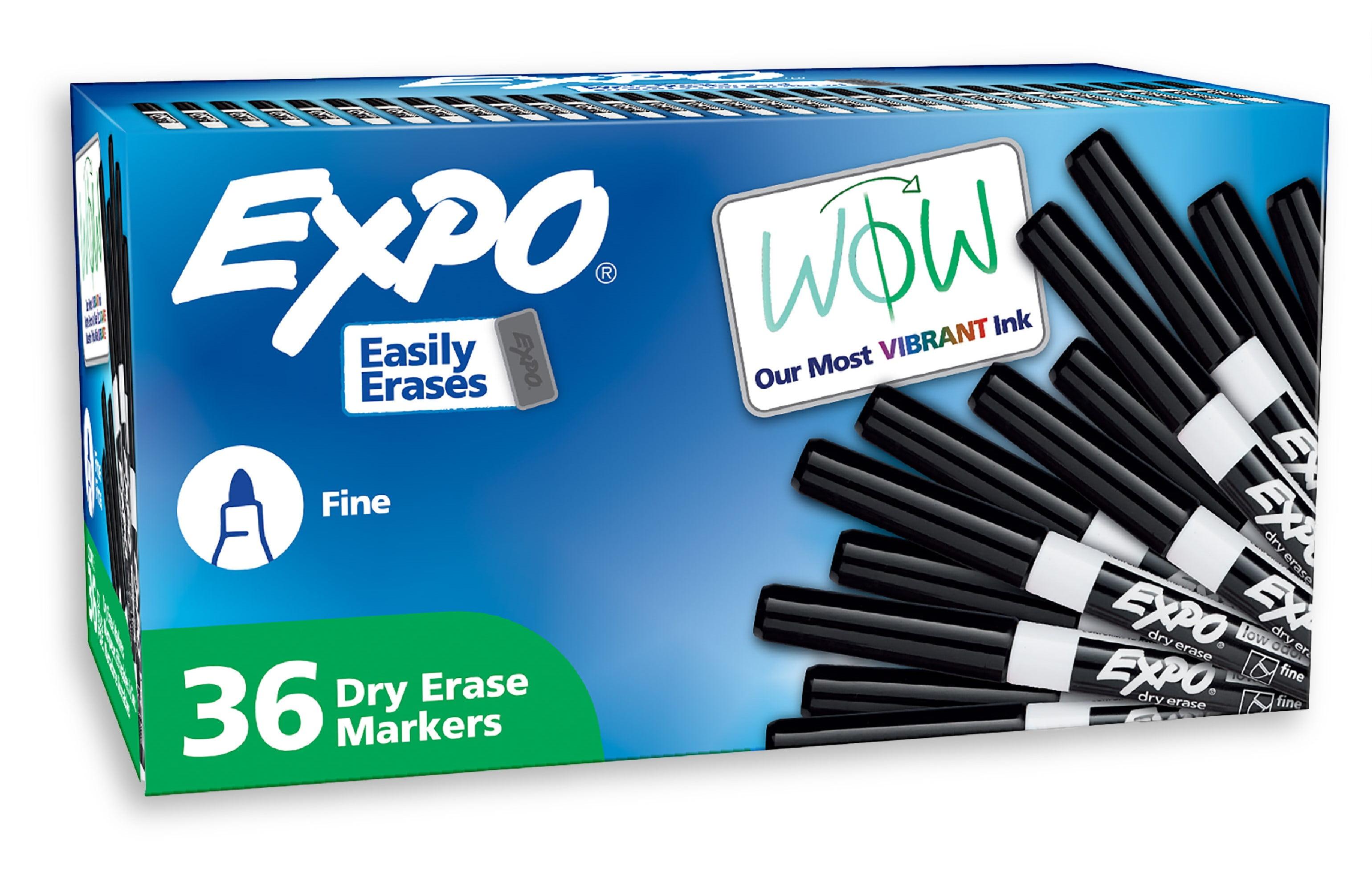 Expo 36ct Lo Odor Fine Point Markers Black: Thin Black Dry Erase, Art & Office, 6+ Years, 36 Pack