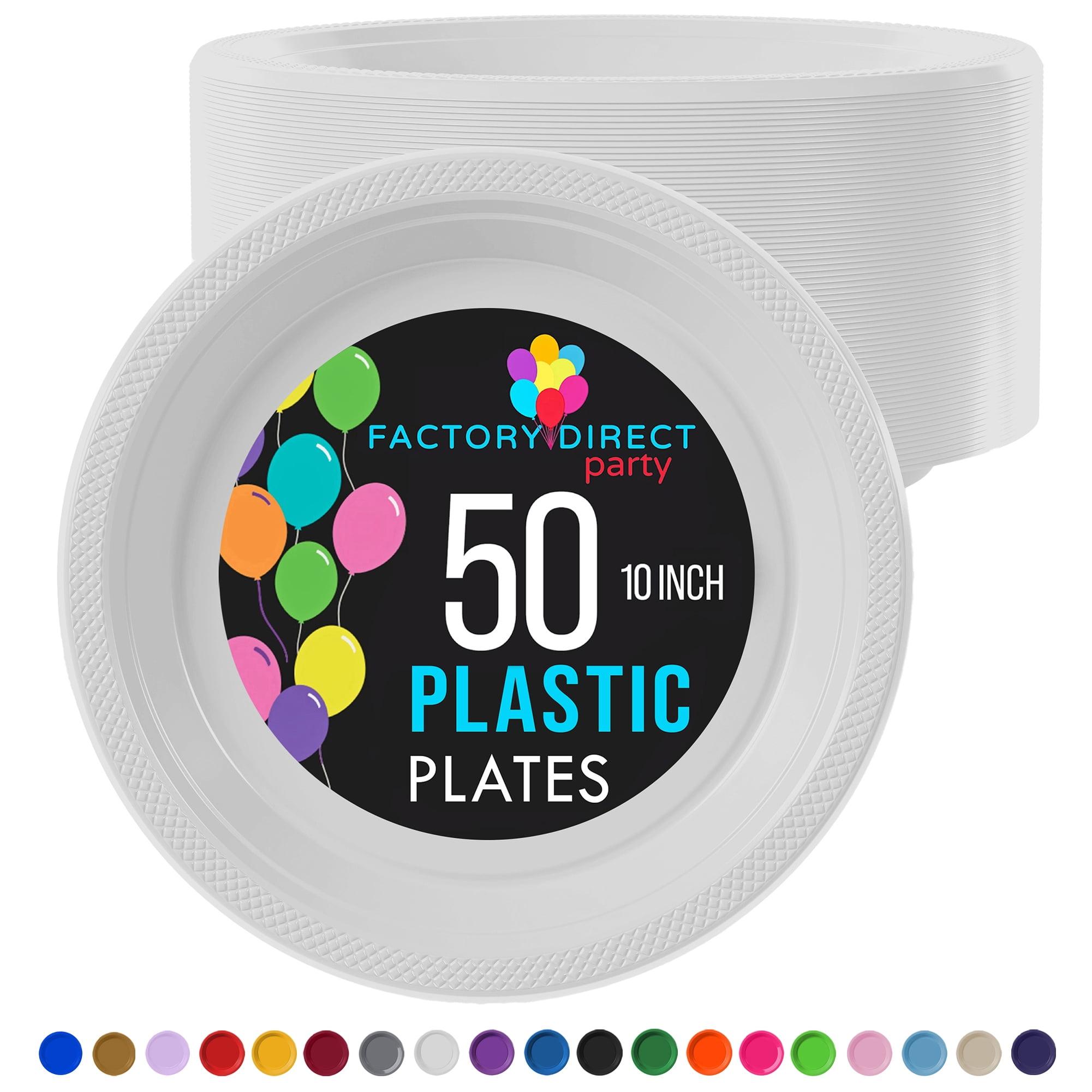 White 10-Inch Durable Disposable Plastic Party Plates - 50 Count