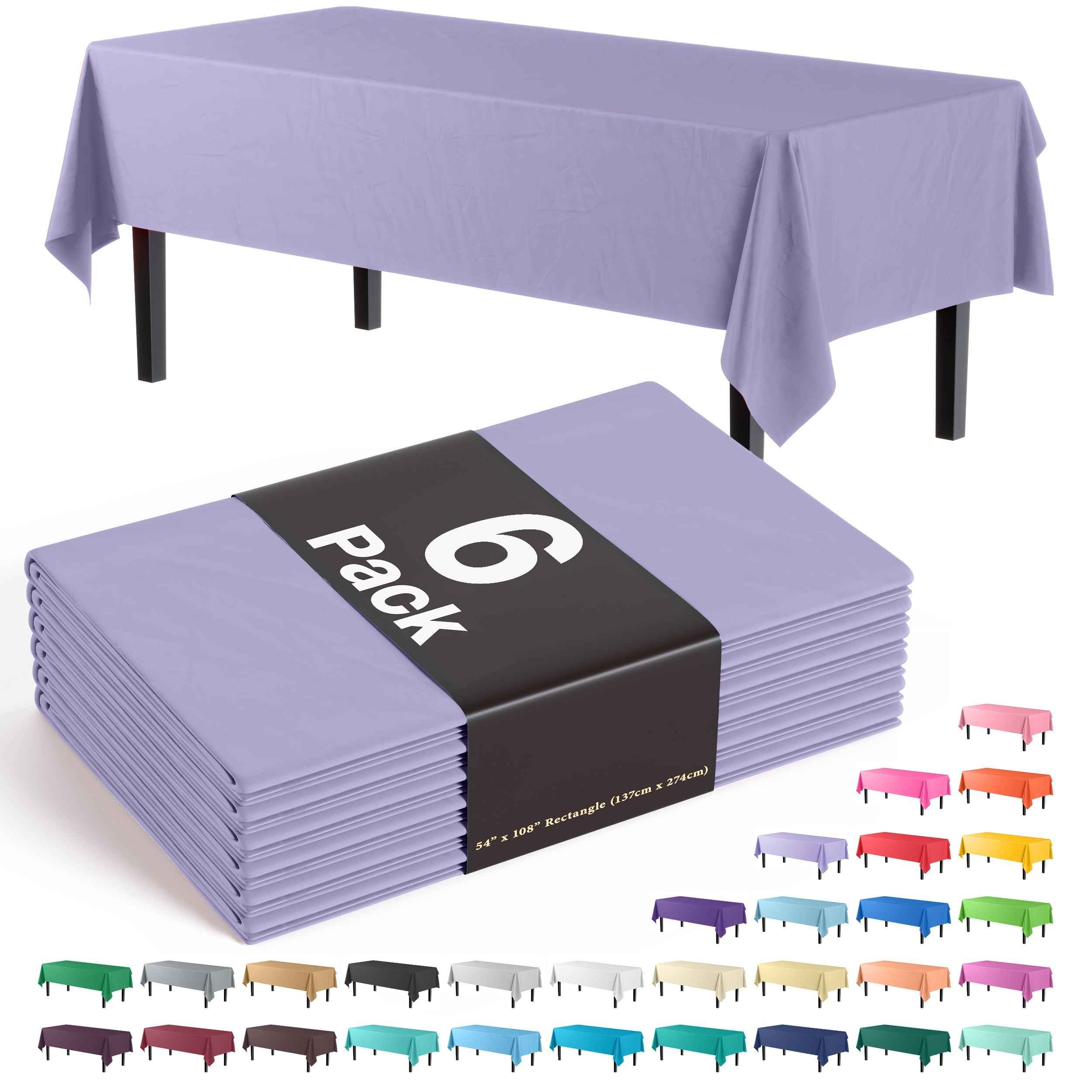 Crown Premium Quality Plastic Tablecloth 54 Inch. x 108 Inch. Rectangle - Lavender - 6 Pack
