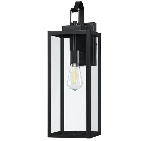 17 Stories Extra Large Size Outdoor Wall Lights, 22.5 Inch Matte Black Oversized Exterior Light Fixture With Clear Glass Shade, Front Porch Lighting, Modern Sconce Lantern For House, Garage