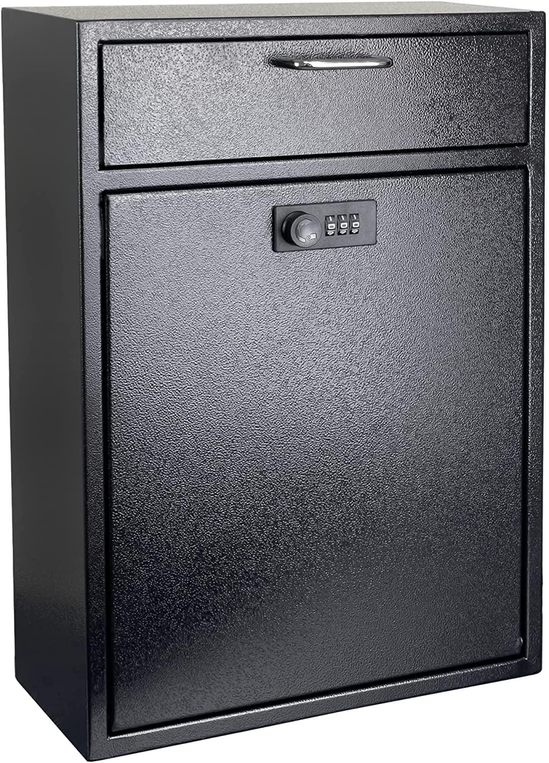 Extra Large Wall Mount Mailbox with Combination Lock - Anti-Theft Heavy Duty Locking Mailbox Wall Mount for Business - Suitable for Mails, Keys, Rent, and Checks (11'' x 4.75'' x 15.75'')