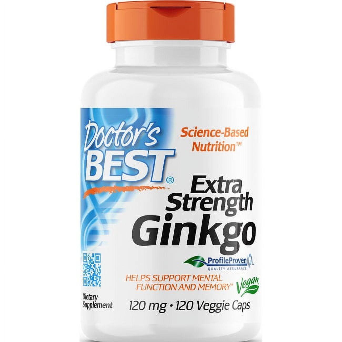 Doctor's Best Extra Strength Ginkgo, 120 mg, 120 Veggie Caps, Herbal Supplements