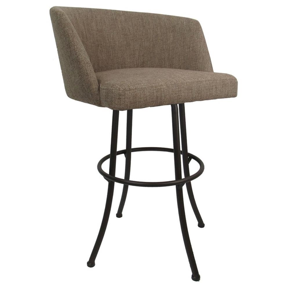 Extra Tall Brown Upholstered Swivel Metal Bar Stool