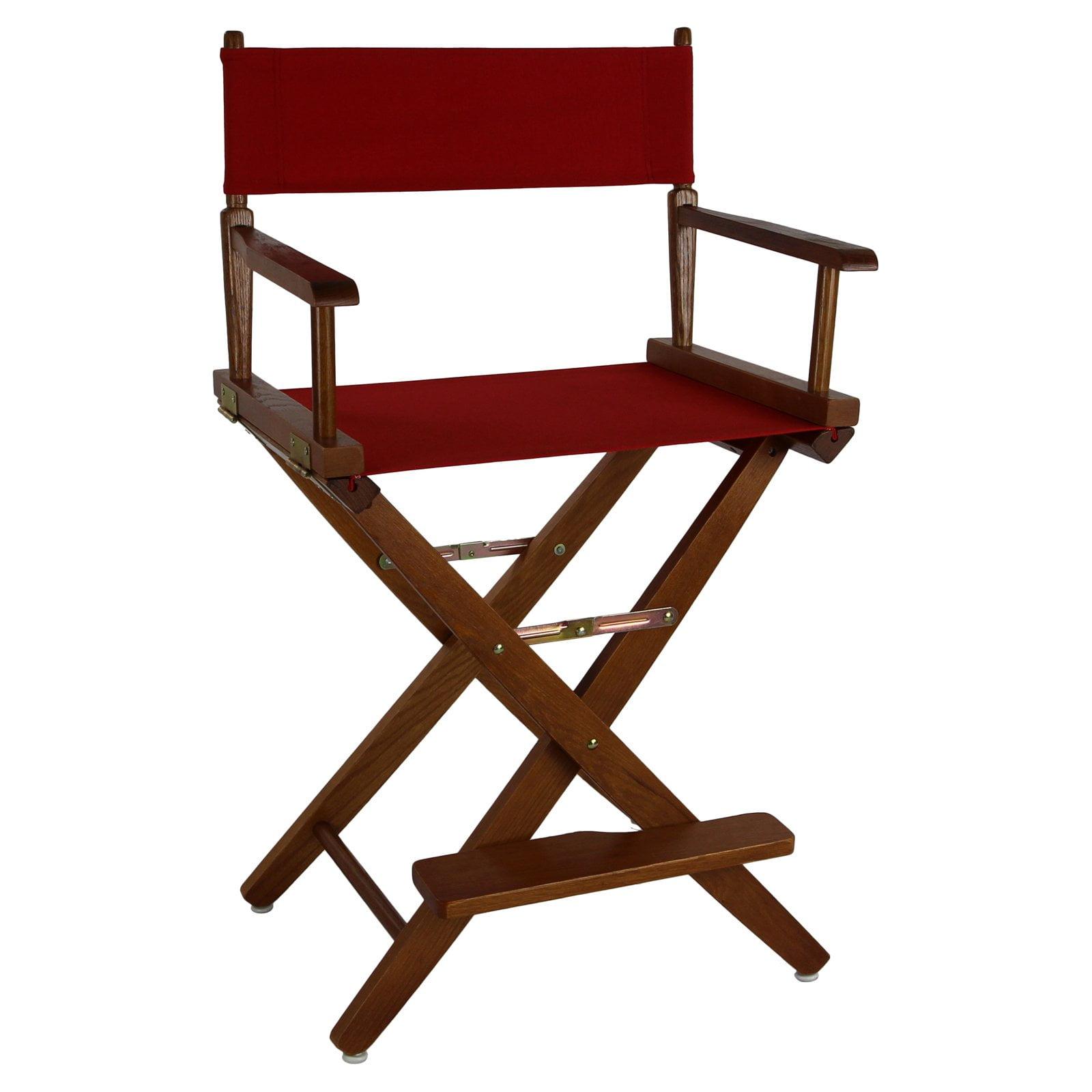 Premium Mission Oak 24" Director's Chair with Red Canvas